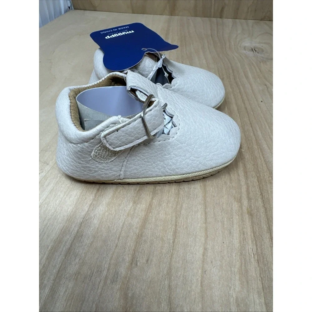 Myggpp Mary Jane Toddler Girls Slip On Shoes Sz 6-12 Mo Beige